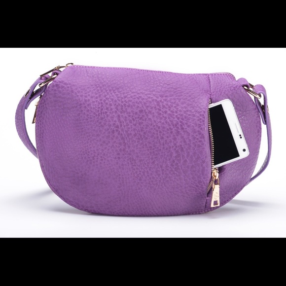 🔥🆕 Purple "The Banker Bag" MoDA Fashion Expandable Circular Hobo Handbag - Picture 2 of 5